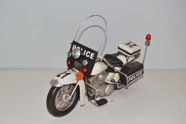 Harley-Davidson Polizeimotorrad Streifenfahrzeug Modell Ansicht links