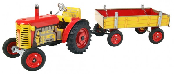 KOVAP Zetor Traktor rot mit Anhänger Ansicht links