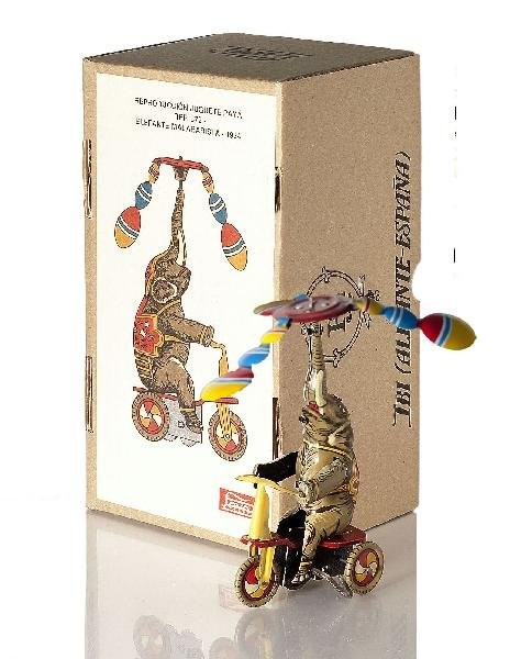 * Blechspielzeug ELEFANT auf DREIRAD Made in Germany Tin Toy 
