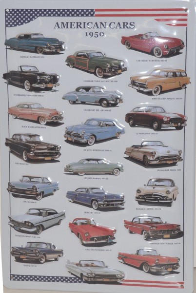 Blechschild "American Cars 1950"